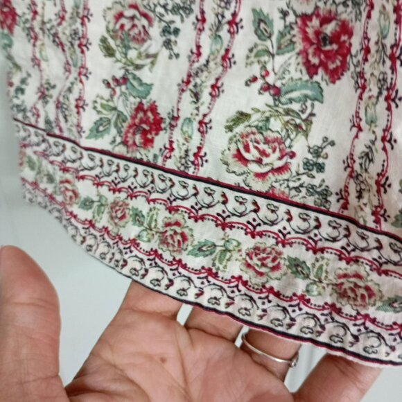 Max Studio London Floral Peasant Blouse Size M Cotton Blend Bohemia Preppy - Picture 5 of 9